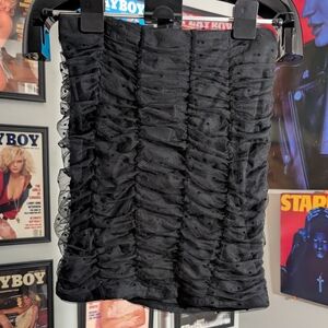 Blashe Black Ruched Mesh Mini Skirt